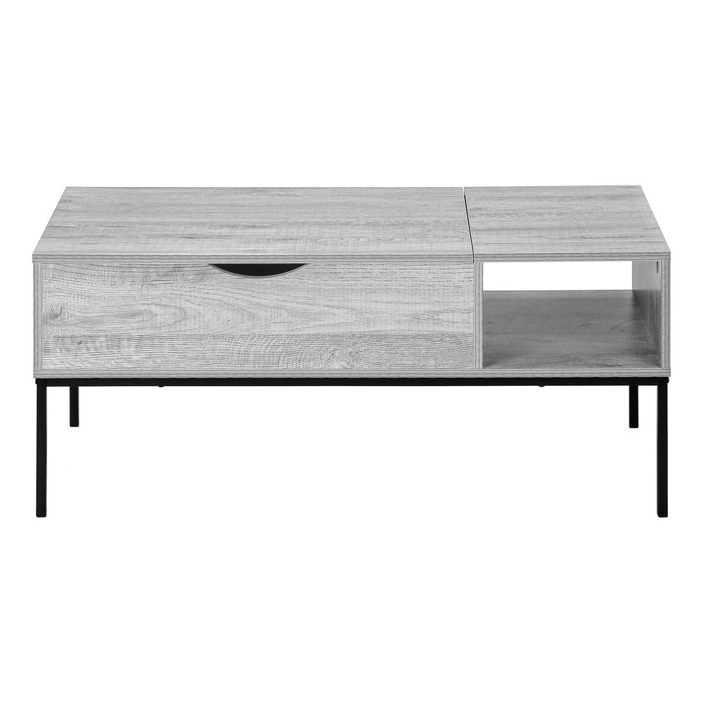 Coffee Table, 42 L, Rectangular, Cocktail, Lift-top, Grey, Black. Picture 2