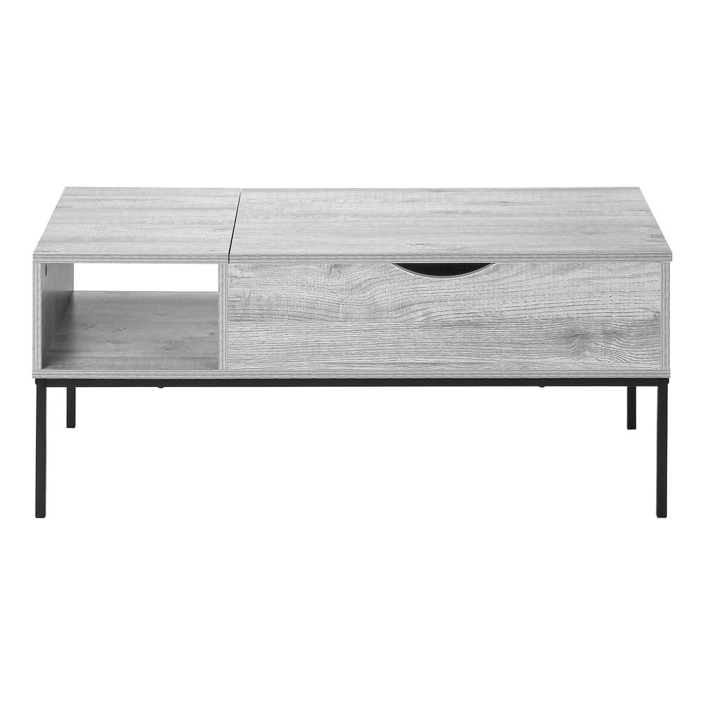 Coffee Table, 42 L, Rectangular, Cocktail, Lift-top, Grey, Black. Picture 4