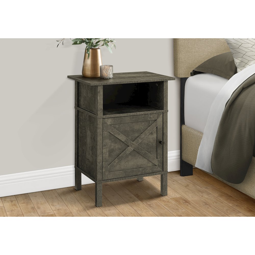 Accent Table, Small, Storage, Dark Bronze Laminate, Transitional. Picture 3