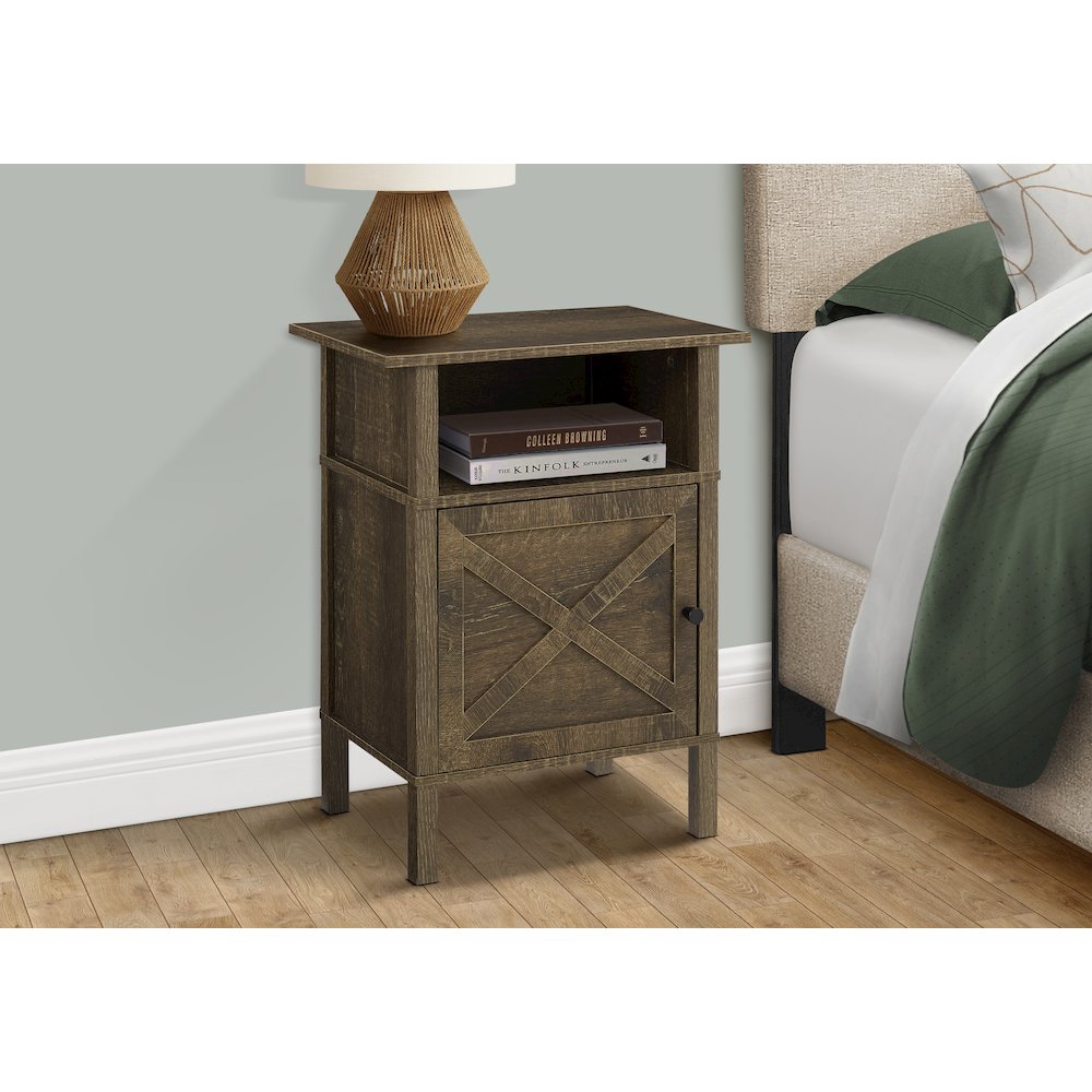 Accent Table, Small, Storage, Dark Oak Laminate, Transitional. Picture 3