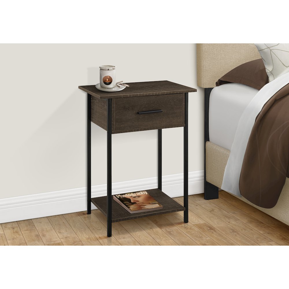 Accent Table, 2 Tier, End, Black Metal, Contemporary. Picture 3