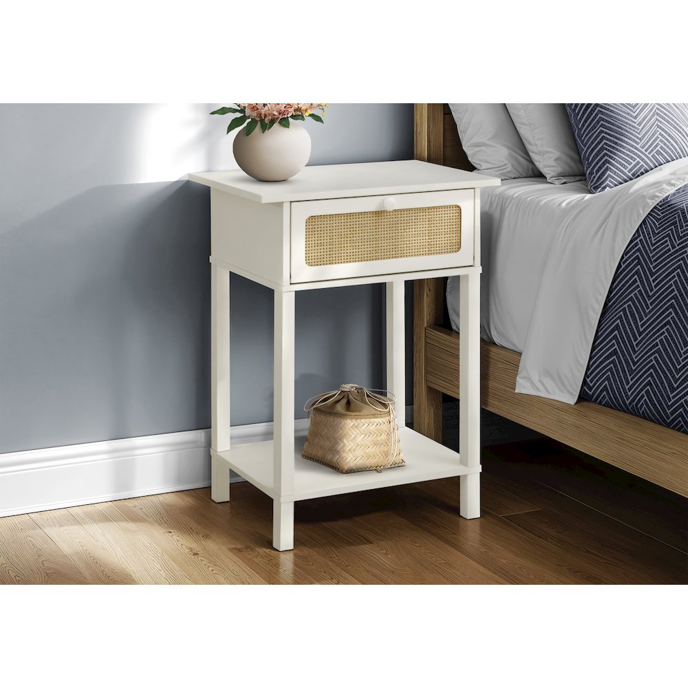 Accent Table, Bedroom, Living Room, White Laminate, Transitional. Picture 3