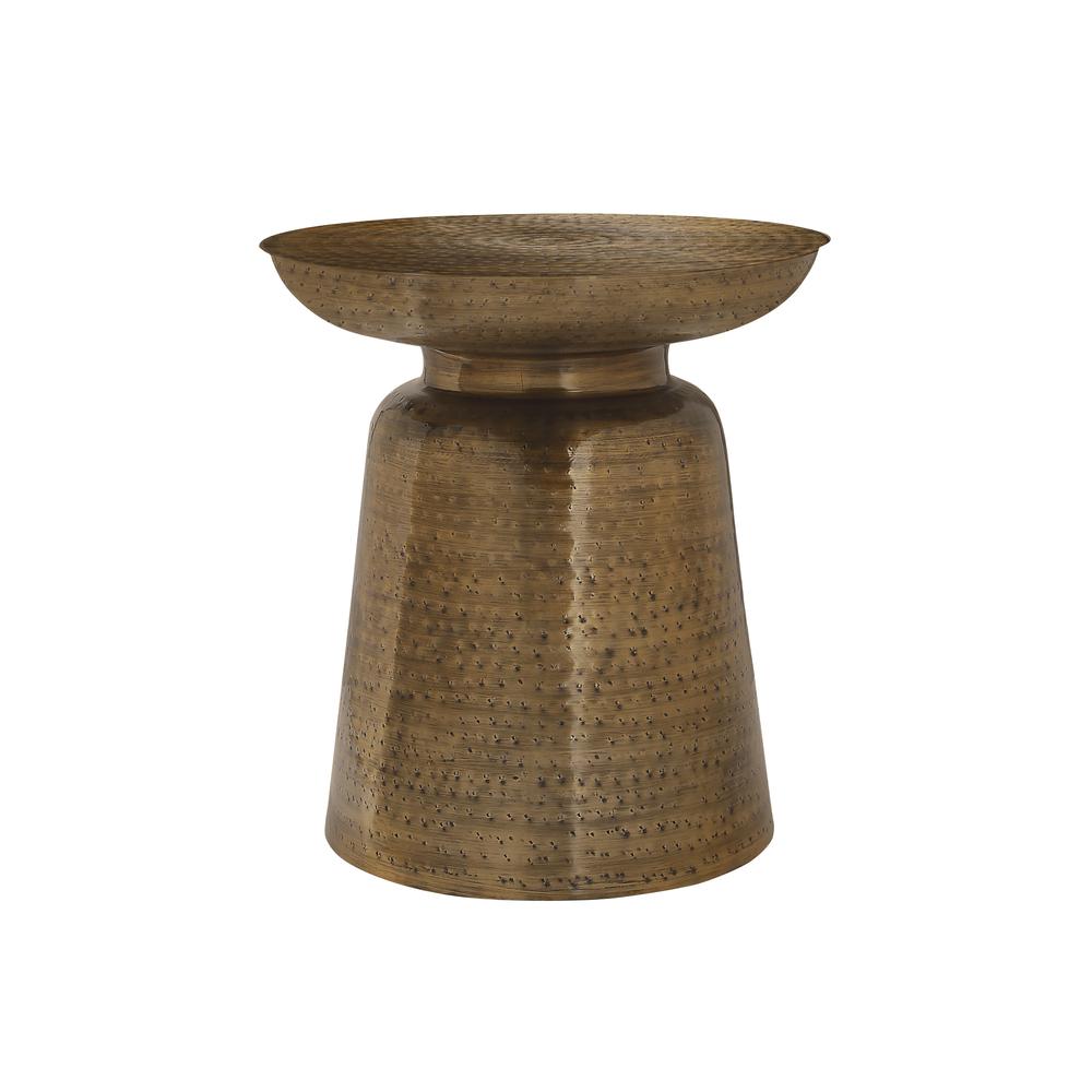 Accent Table, Drum, Side, End, Nightstand, Lamp, Living Room, Bedroom, Copper. Picture 1