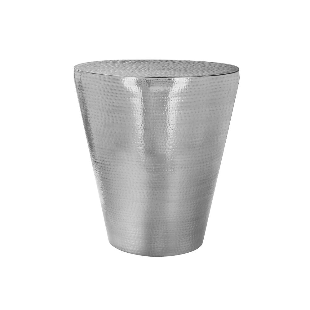 Accent Table, Drum, Side, End, Nightstand, Lamp, Living Room, Bedroom, Chrome. Picture 1