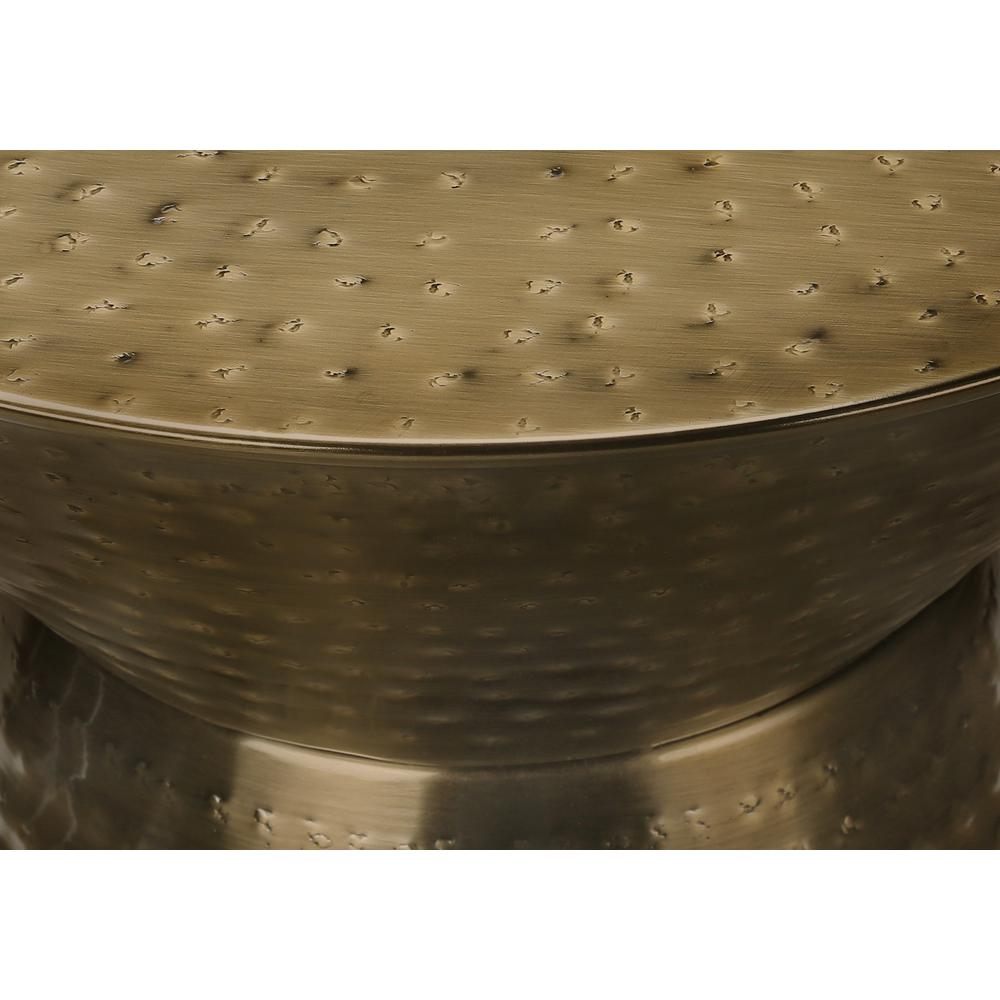 Accent Table, Drum, Side, End, Nightstand, Lamp, Living Room, Bedroom, Gold. Picture 2