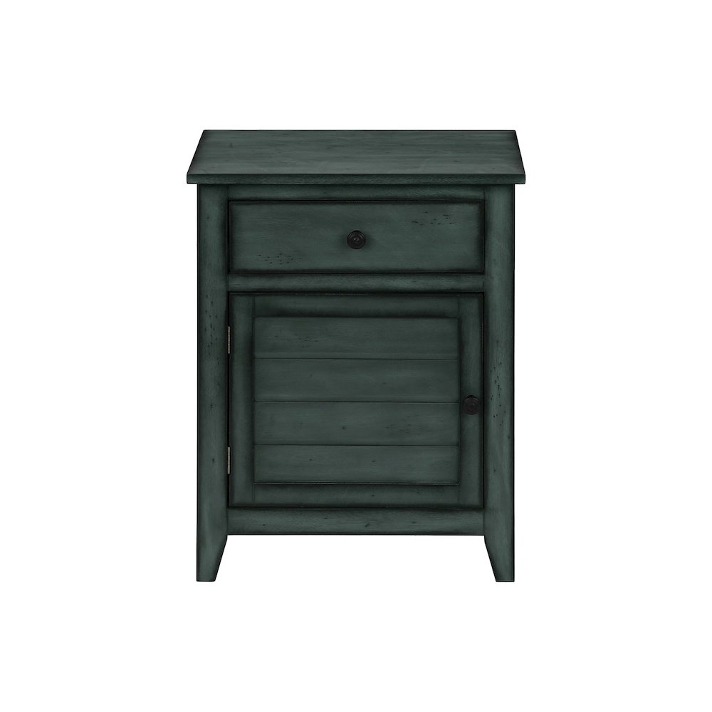 Accent Table, Nightstand, Antique Blue Veneer, Transitional. Picture 2
