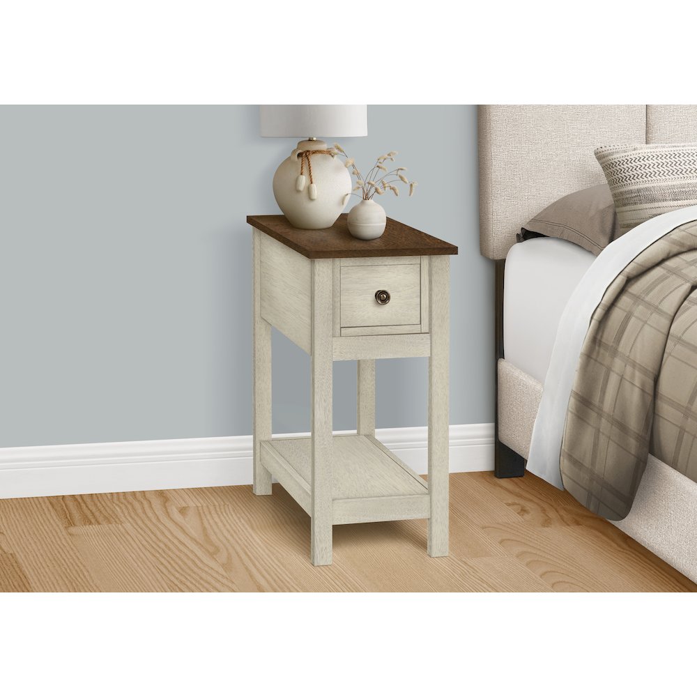 Transitional Accent Table in White,Espresso color. Picture 9