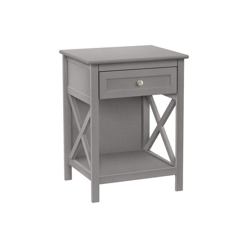 Accent Table, End, Side Table, 2 Tier, Bedroom, Nightstand, Lamp, Storage Drawer. Picture 1