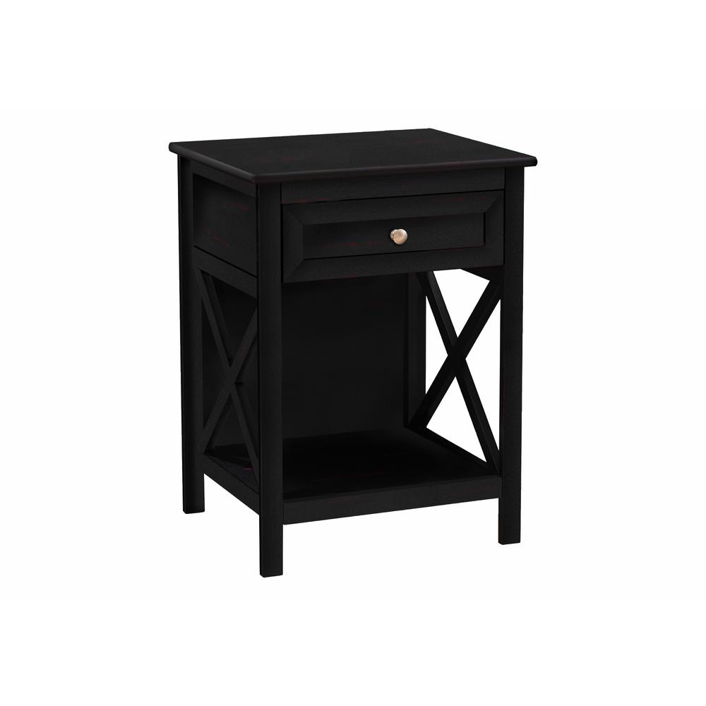 Accent Table, End, Side Table, 2 Tier, Bedroom, Nightstand, Lamp, Storage Drawer. Picture 1