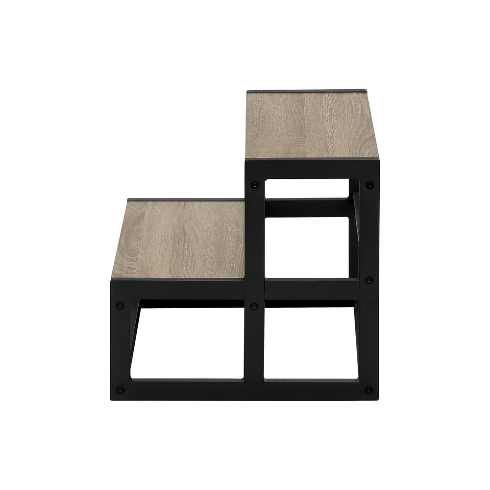 Ladder, Step Stool, Bedroom, Kitchen, Black Metal, Dark Taupe Laminate. Picture 3