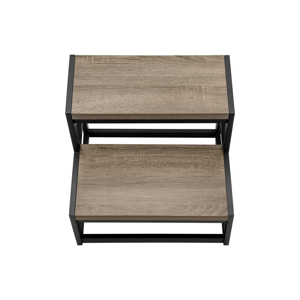 Ladder, Step Stool, Bedroom, Kitchen, Black Metal, Dark Taupe Laminate. Picture 5