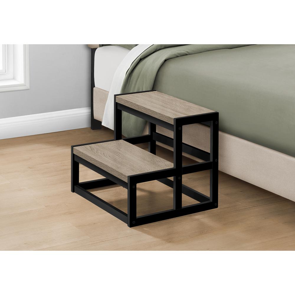 Ladder, Step Stool, Bedroom, Kitchen, Black Metal, Dark Taupe Laminate. Picture 9