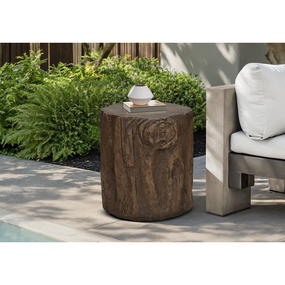 Accent Table 25H, Drum, End, Nightstand, Round, Side Table, Walnut, Contemporary. Picture 9