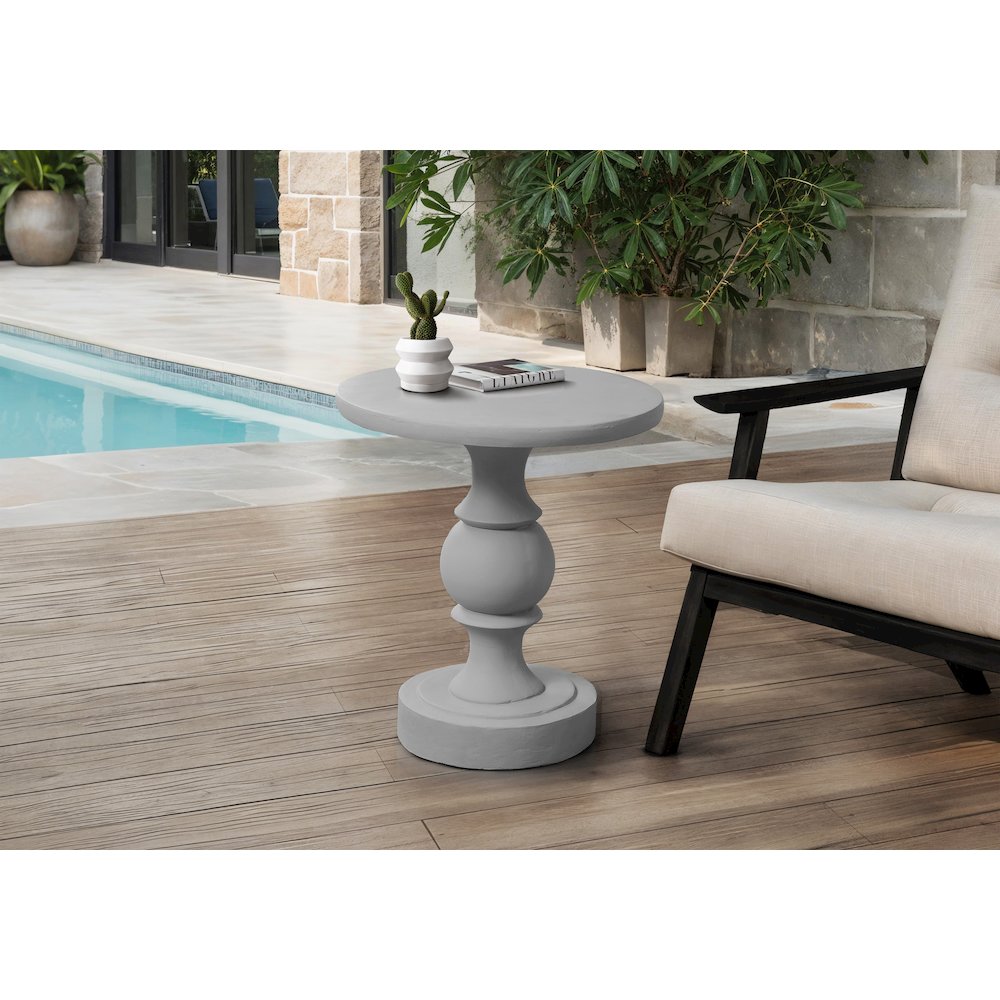 Accent Table, 25H, End, Nightstand, Round, Side Table, Grey, Transitional. Picture 3