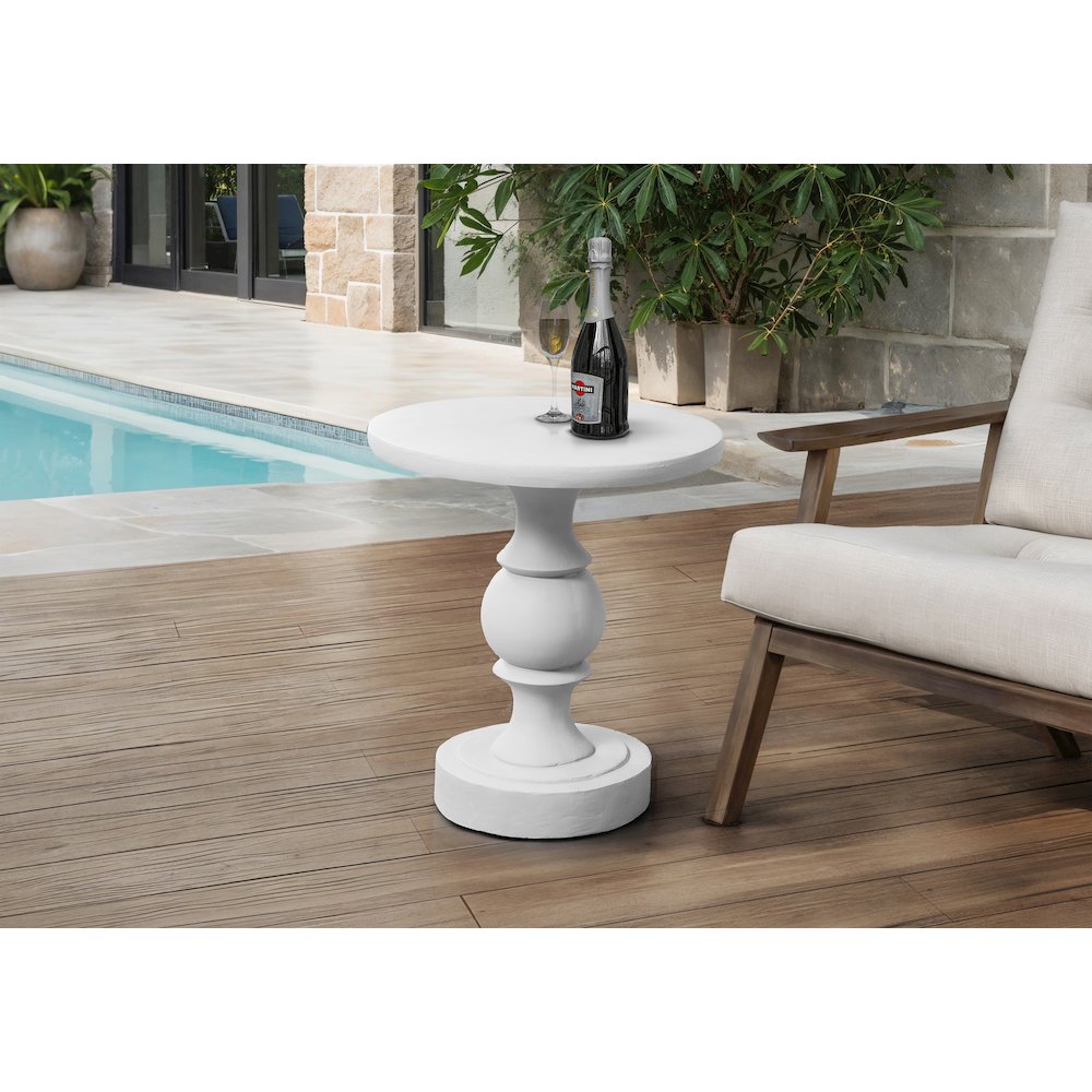 Accent Table, 25H, End, Nightstand, Round, Side Table, White, Transitional. Picture 3
