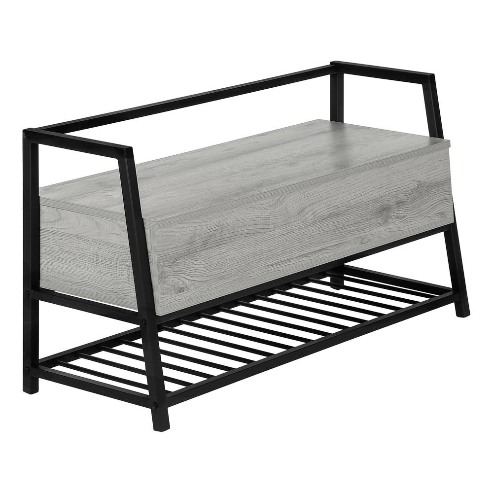 Bench, Entryway, Hallway, Storage, 42 Rectangular, Grey Laminate, Black. Picture 1