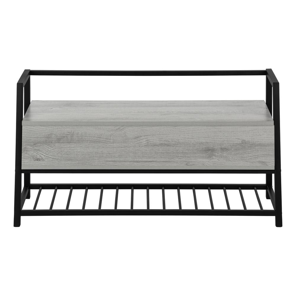 Bench, Entryway, Hallway, Storage, 42 Rectangular, Grey Laminate, Black. Picture 2