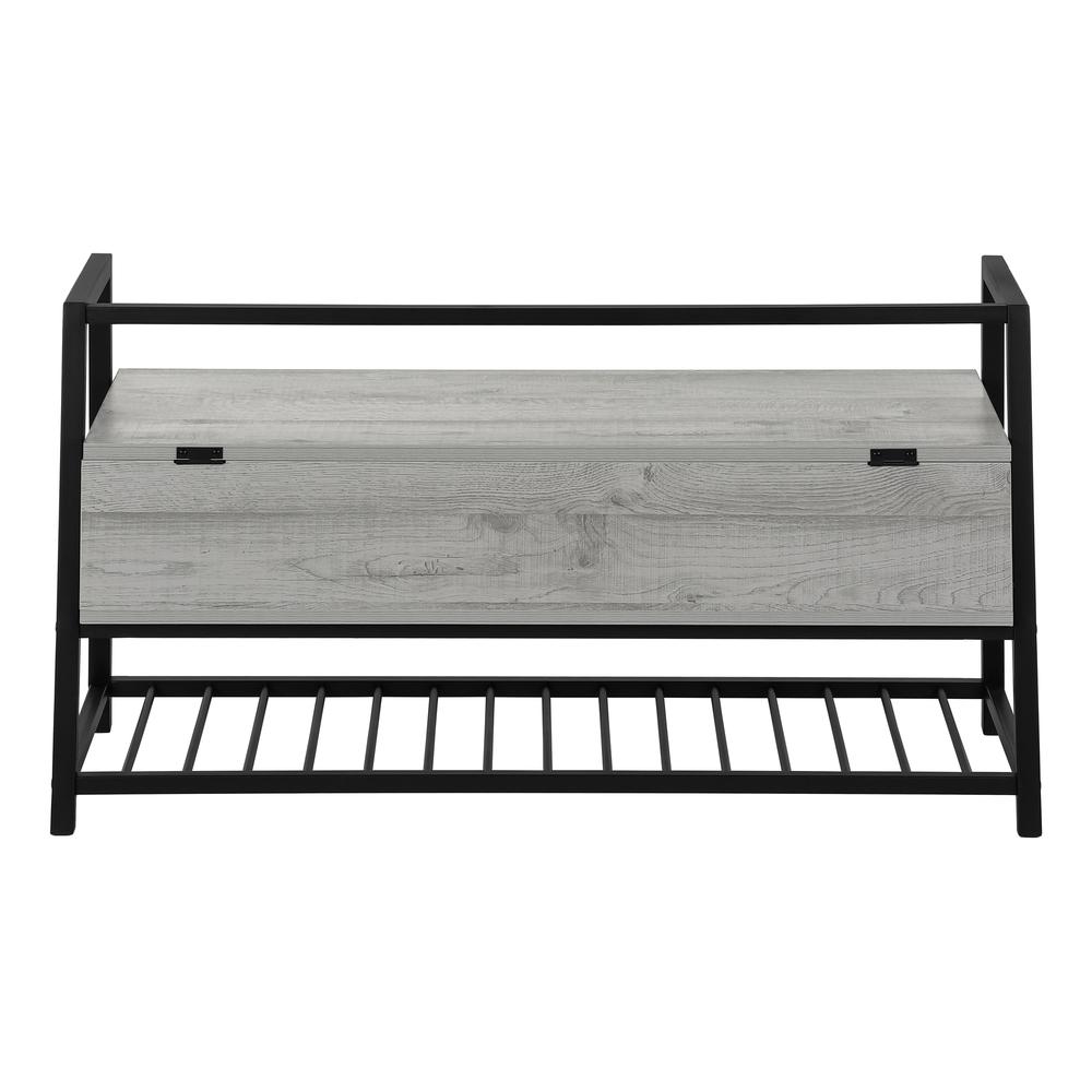 Bench, Entryway, Hallway, Storage, 42 Rectangular, Grey Laminate, Black. Picture 4