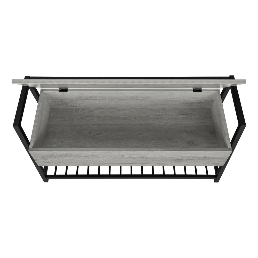 Bench, Entryway, Hallway, Storage, 42 Rectangular, Grey Laminate, Black. Picture 6