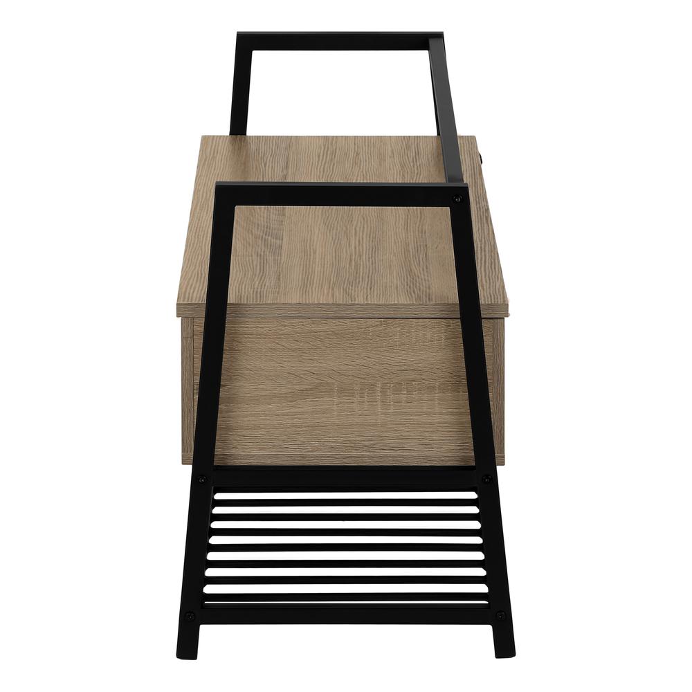 Bench, Entryway, Hallway, Storage, 42 Rectangular, Brown Laminate, Black. Picture 3