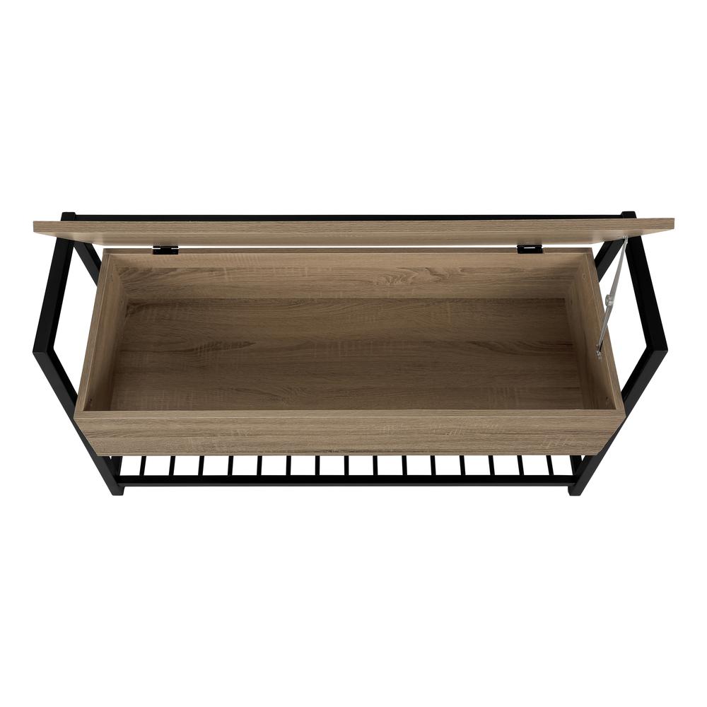Bench, Entryway, Hallway, Storage, 42 Rectangular, Brown Laminate, Black. Picture 5