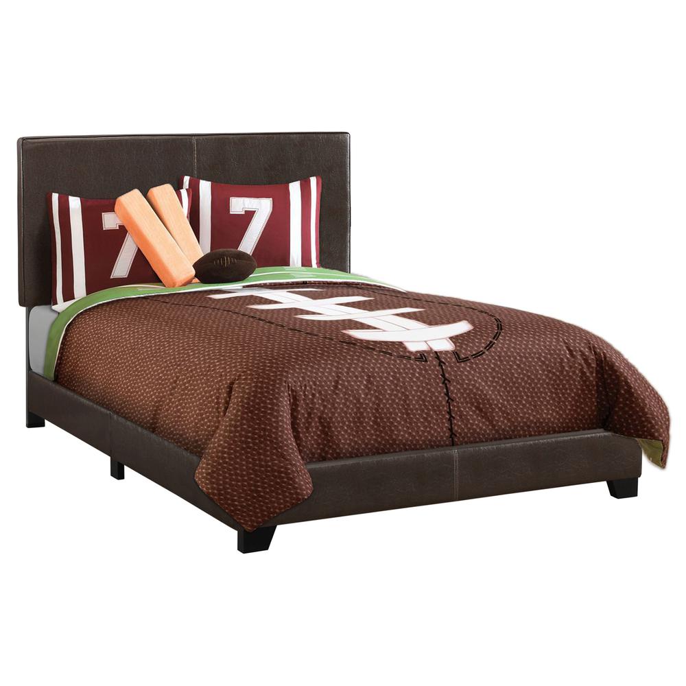 Bed, Full Size, Bedroom, Upholstered, Brown Leather Look, Transitional. Picture 1