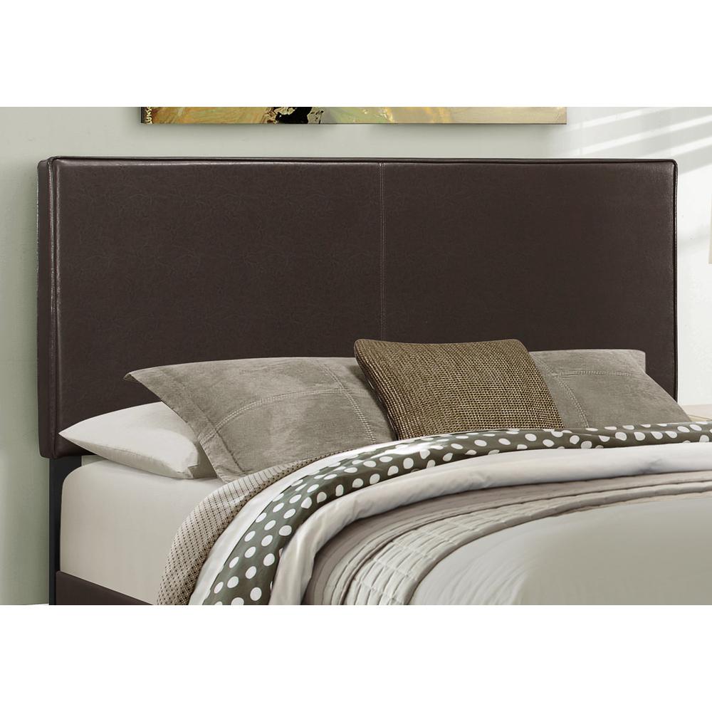 Bed, Queen Size, Bedroom, Upholstered, Brown Leather Look, Transitional. Picture 3