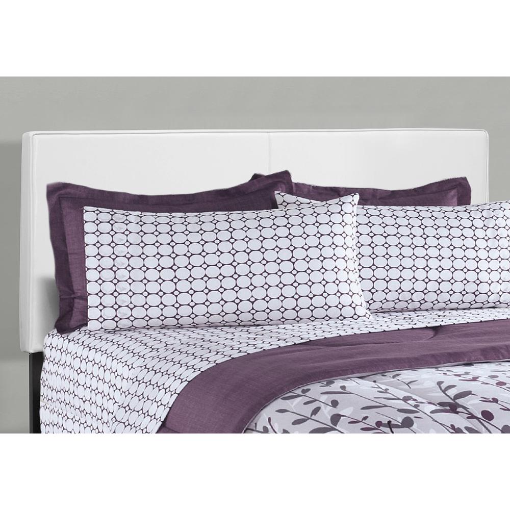Bed, Queen Size, Bedroom, Upholstered, White Leather Look, Transitional. Picture 3