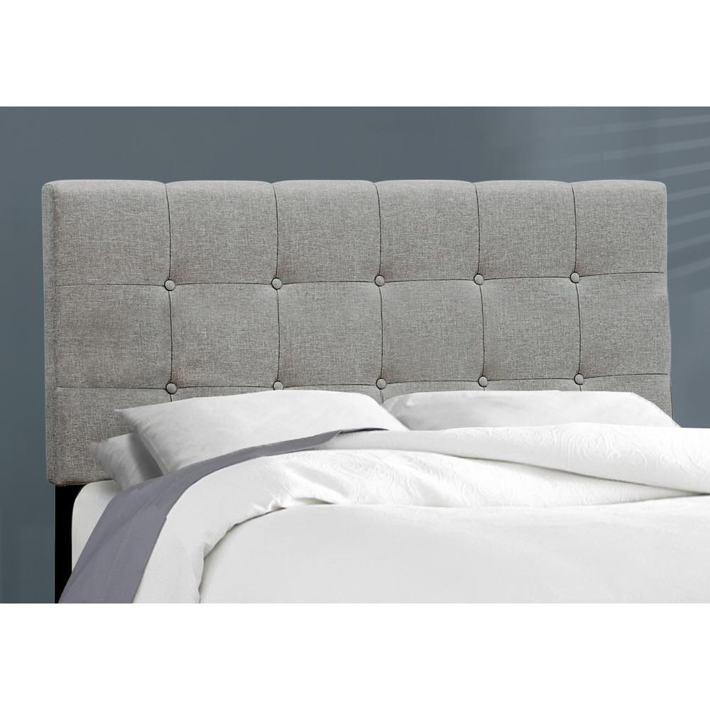 Bed, Full Size, Bedroom, Upholstered, Grey Linen Look, Transitional. Picture 3