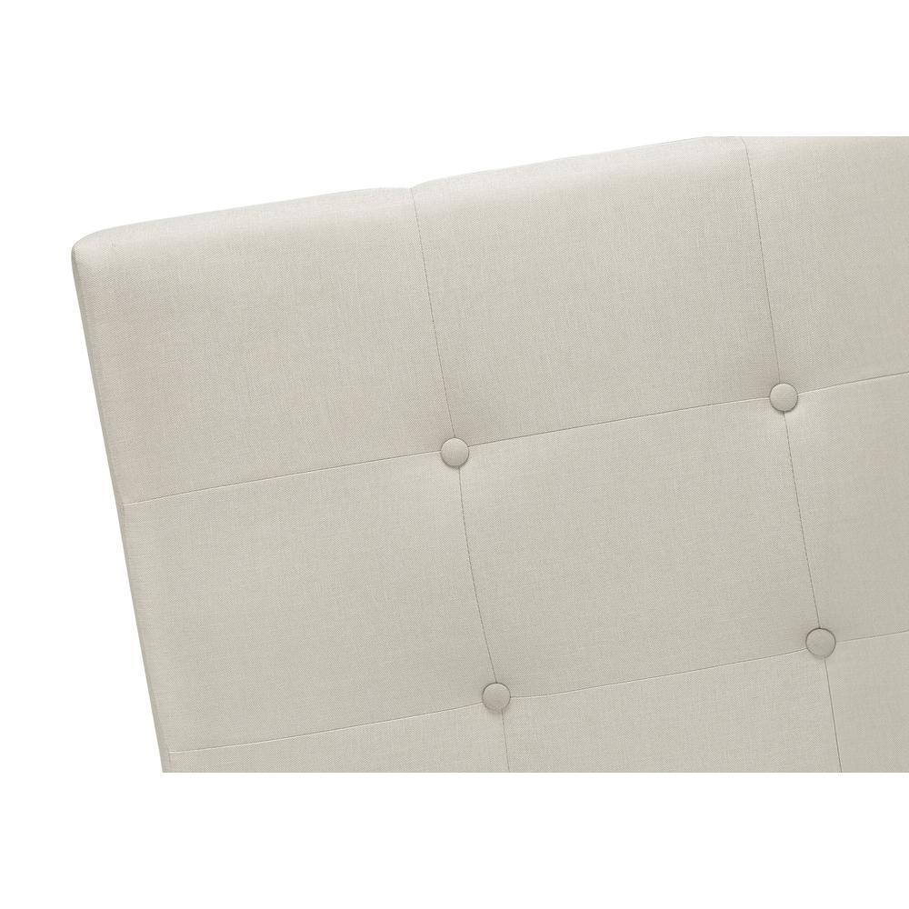 Bed, Queen Size, Bedroom, Upholstered, Beige Linen Look, Black Wood Legs. Picture 6