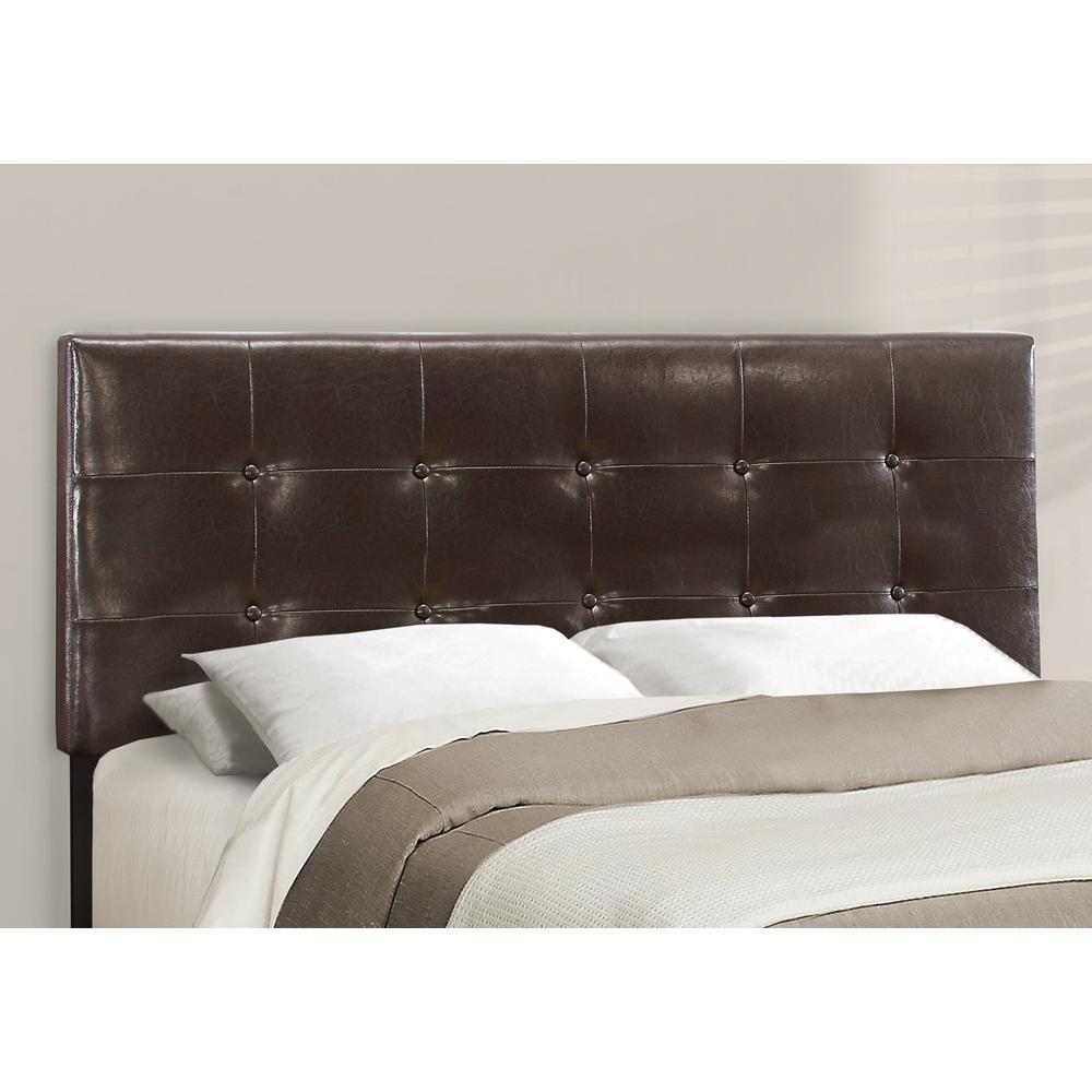 Bed, Queen Size, Bedroom, Upholstered, Brown Leather Look, Transitional. Picture 3