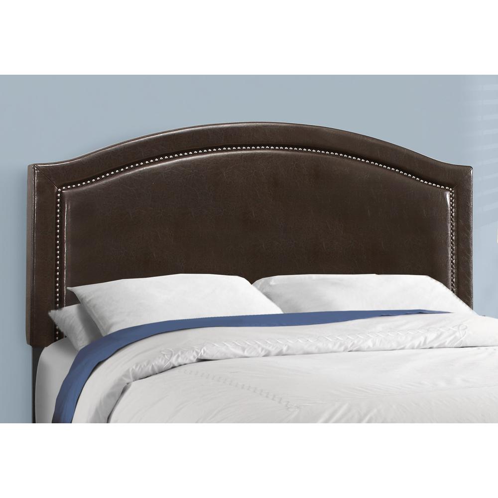 Bed, Queen Size, Bedroom, Upholstered, Brown Leather Look, Transitional. Picture 3