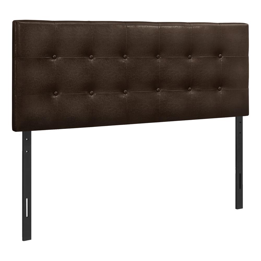 Bed, Headboard Only, Full Size, Bedroom, Upholstered, Brown Leather Look. Picture 1
