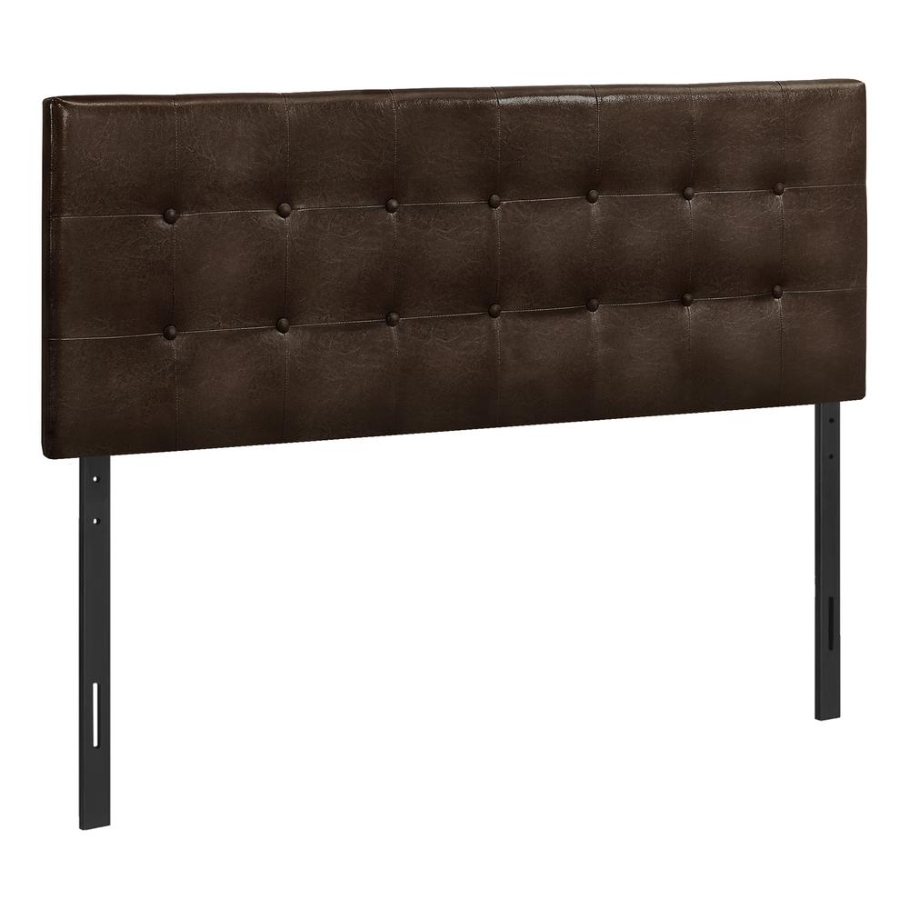 Bed, Headboard Only, Queen Size, Bedroom, Upholstered, Brown Leather Look. Picture 1