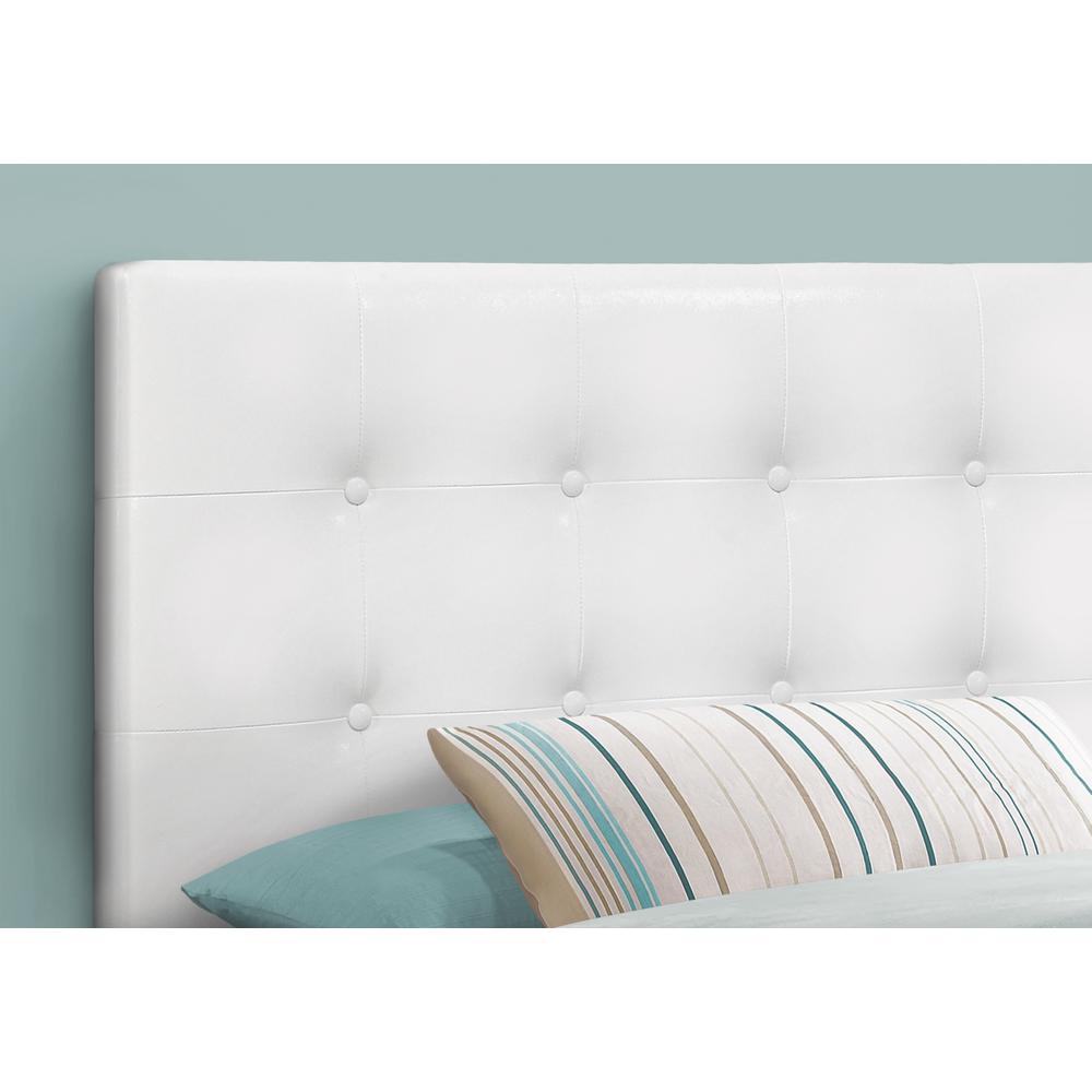 Bed, Headboard Only, Twin Size, Bedroom, Upholstered, White Leather Look. Picture 3