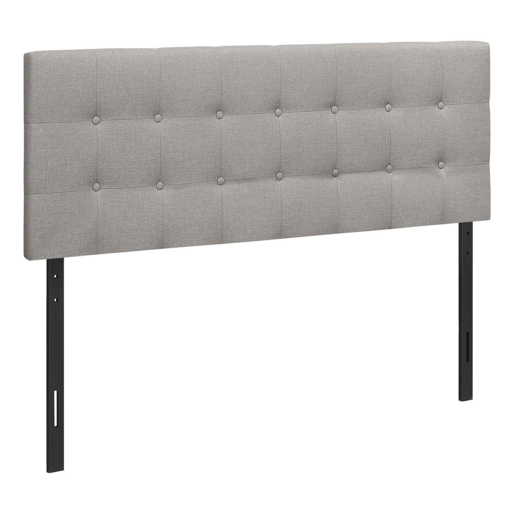Bed, Headboard Only, Queen Size, Bedroom, Upholstered, Grey Linen Look. Picture 1