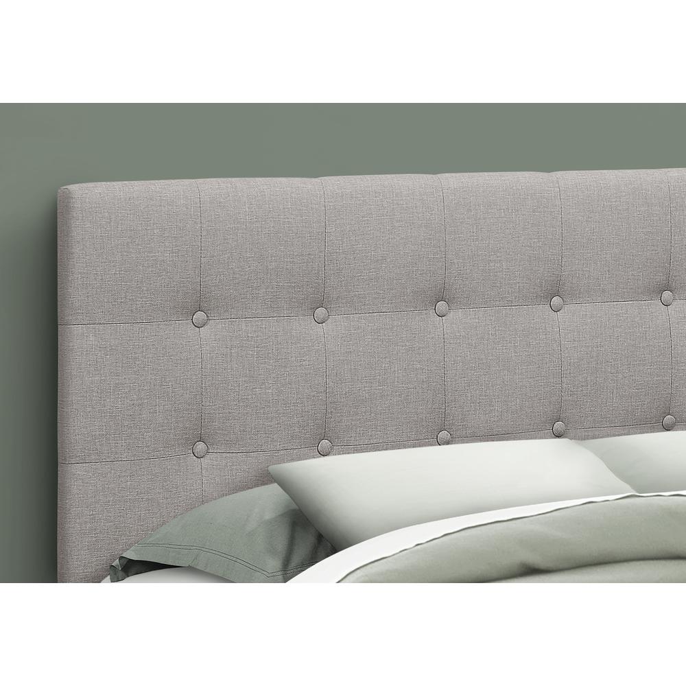 Bed, Headboard Only, Queen Size, Bedroom, Upholstered, Grey Linen Look. Picture 3