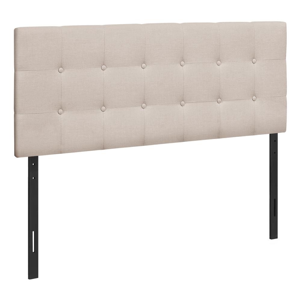 Bed, Headboard Only, Full Size, Bedroom, Upholstered, Beige Linen Look. Picture 1