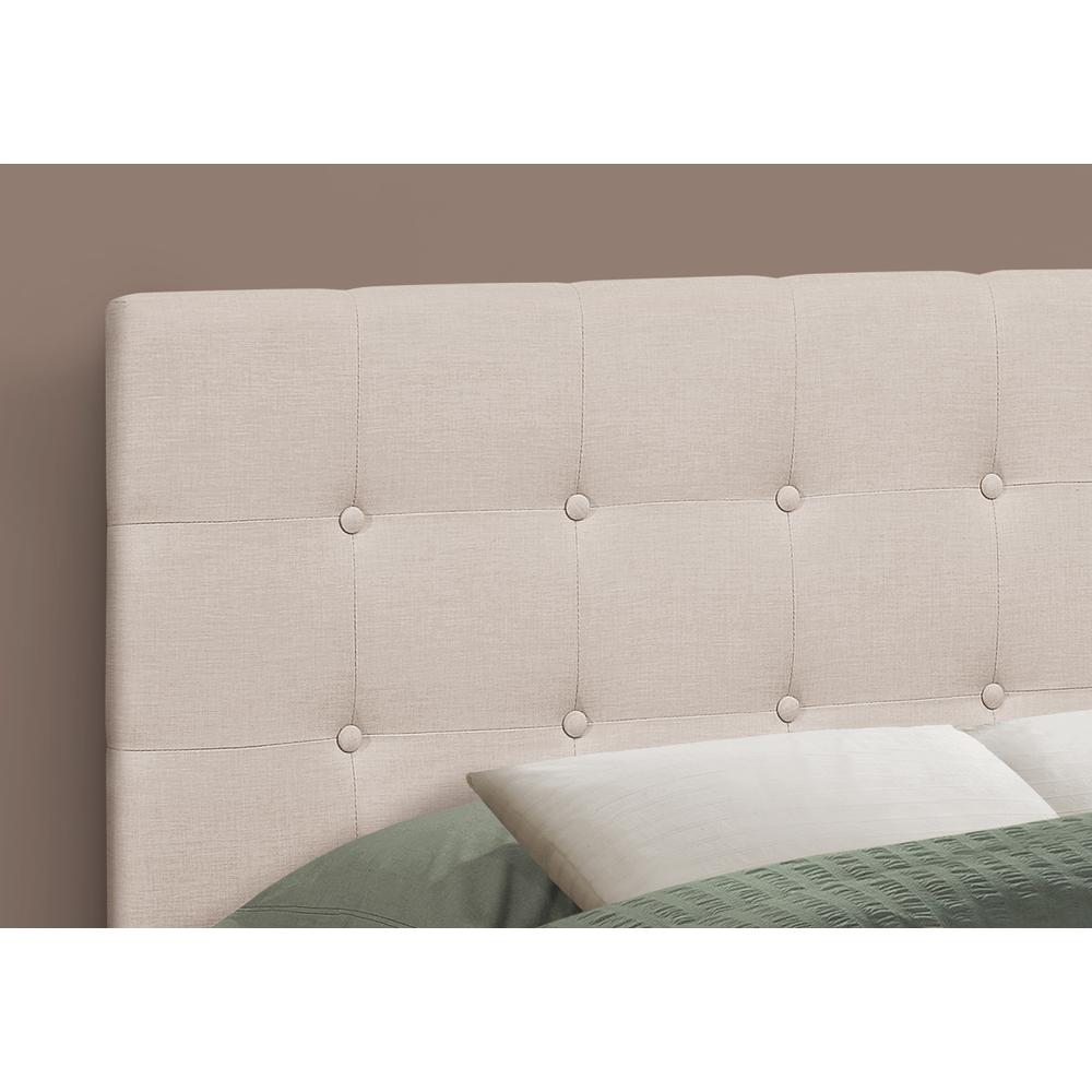 Bed, Headboard Only, Full Size, Bedroom, Upholstered, Beige Linen Look. Picture 3