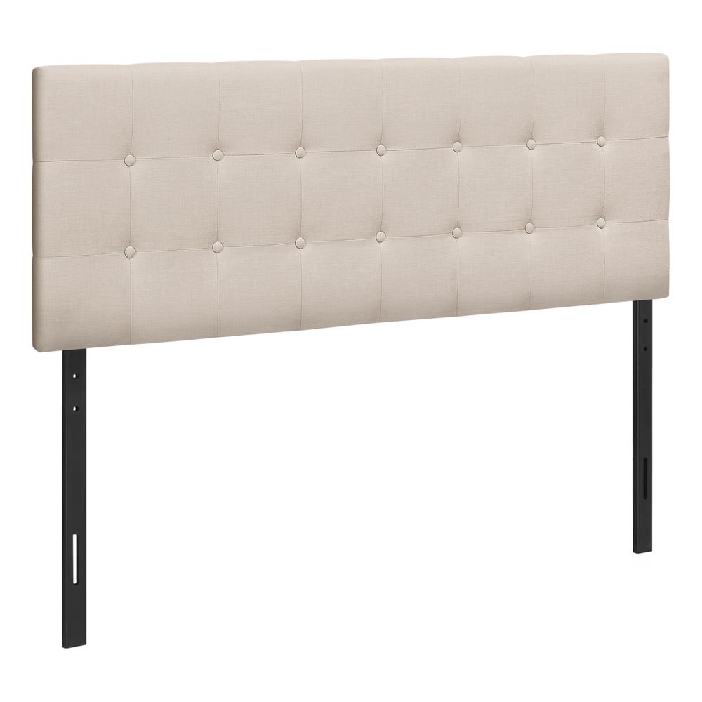 Bed, Headboard Only, Queen Size, Bedroom, Upholstered, Beige Linen Look. Picture 1