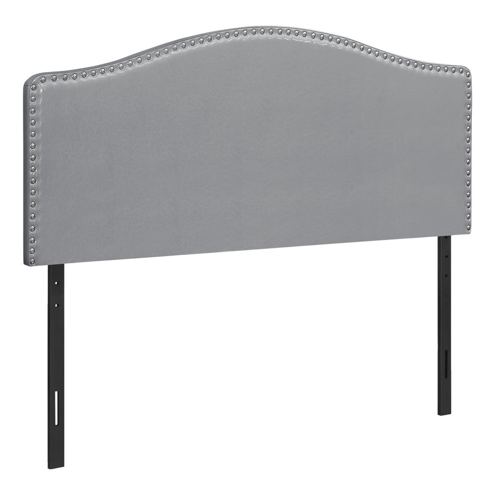 Bed, Headboard Only, Queen Size, Bedroom, Upholstered, Grey Leather Look. Picture 1