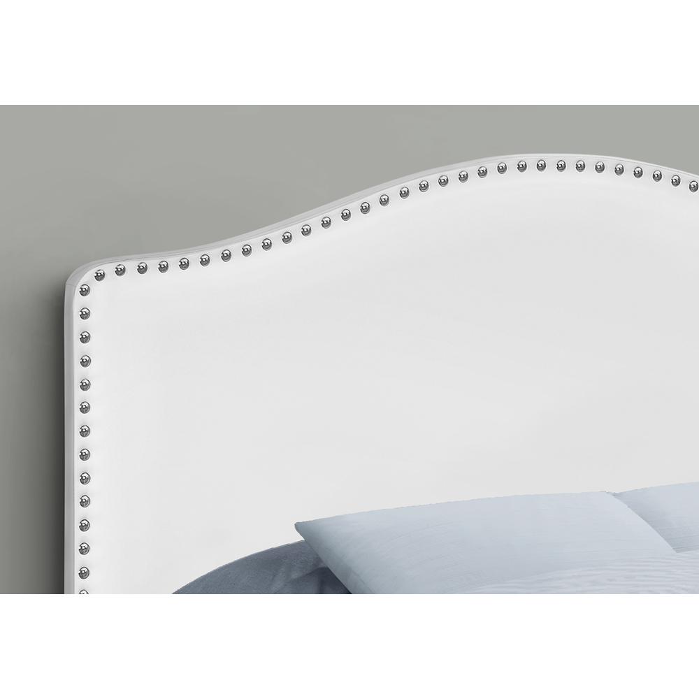 Bed, Headboard Only, Full Size, Bedroom, Upholstered, White Leather Look. Picture 3