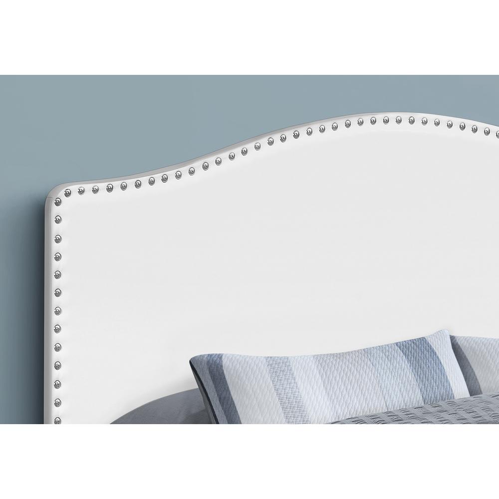 Bed, Headboard Only, Queen Size, Bedroom, Upholstered, White Leather Look. Picture 3
