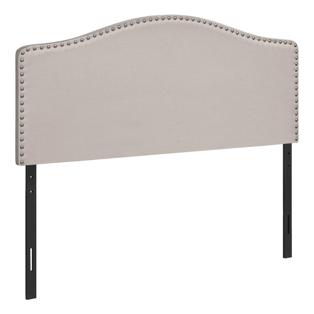 Bed, Headboard Only, Full Size, Bedroom, Upholstered, Beige Linen Look. Picture 1