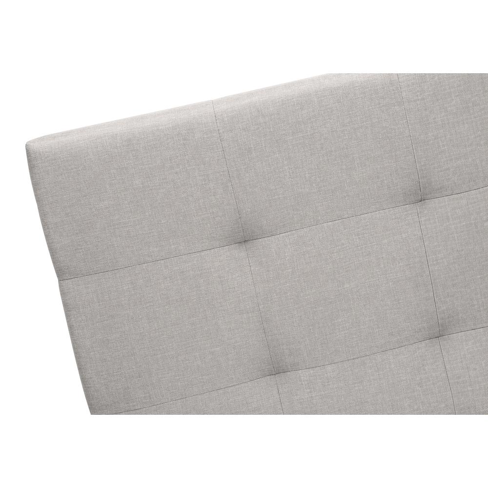 ="Bed, Queen Size, Bedroom, Upholstered, Grey Linen Look, Wood Legs, Transition. Picture 6