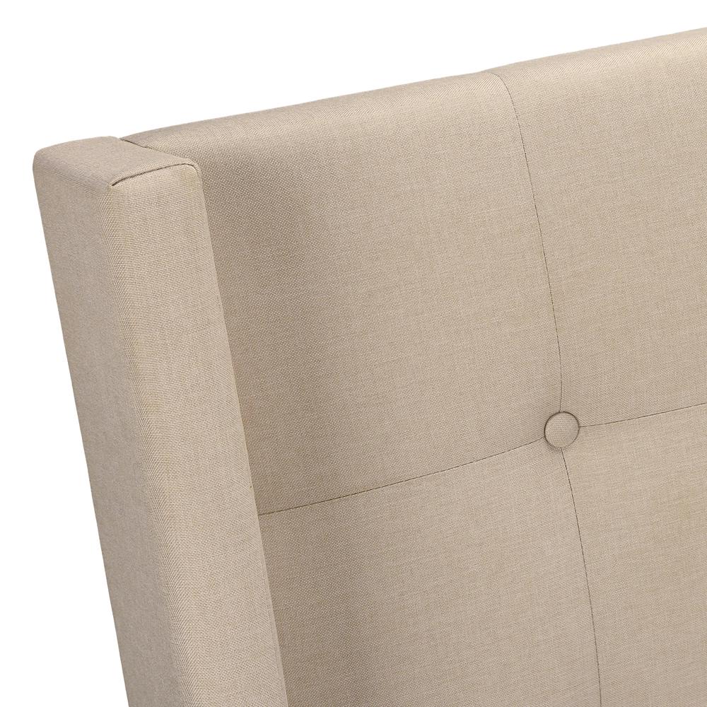 Bed, Queen Size, Bedroom, Upholstered, Beige Linen Look, Chrome Metal Legs. Picture 6