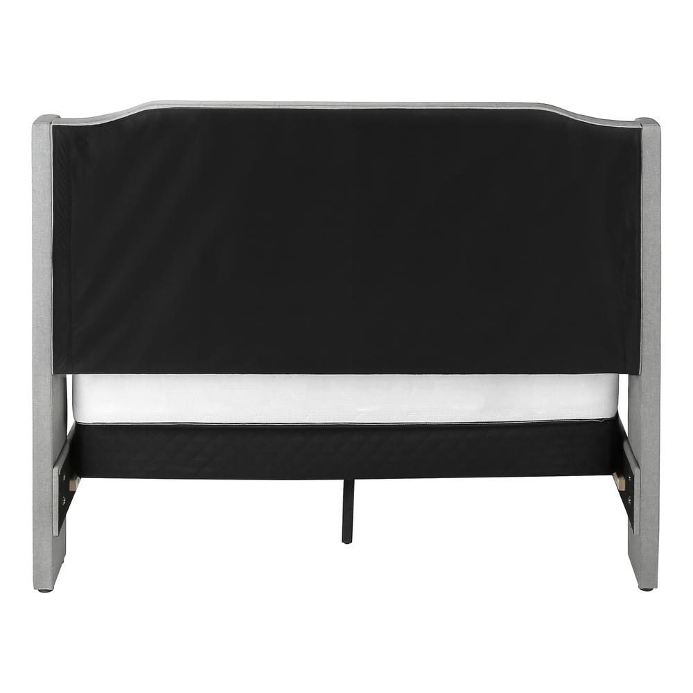 Bed, Queen Size, Bedroom, Upholstered, Grey Linen Look, Chrome. Picture 4