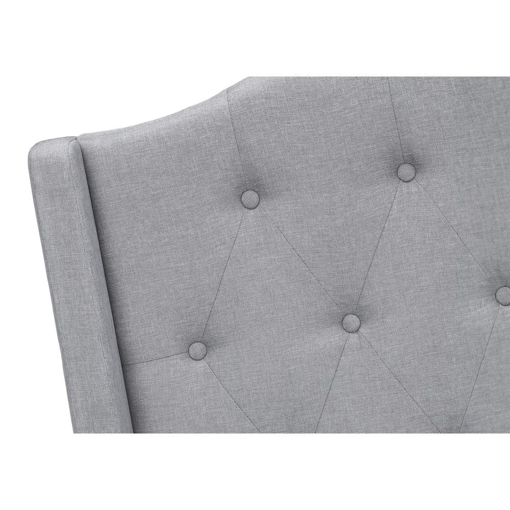 Bed, Queen Size, Bedroom, Upholstered, Grey Linen Look, Chrome. Picture 6