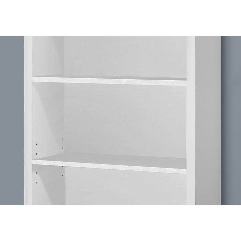 Bookshelf, Bookcase, Etagere, 5 Tier, 48H, Office, Bedroom, White Laminate. Picture 3