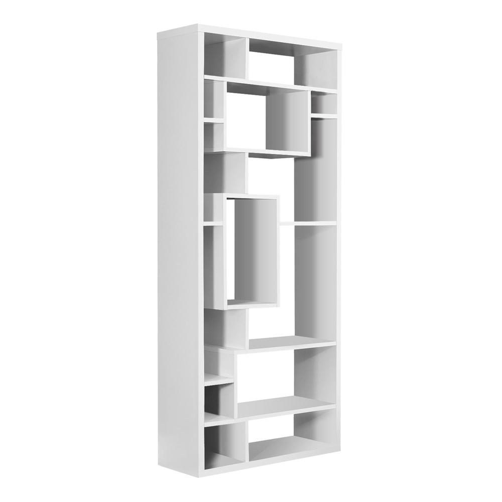 Bookshelf, Bookcase, Etagere, 72H, Office, Bedroom, White Laminate. Picture 1